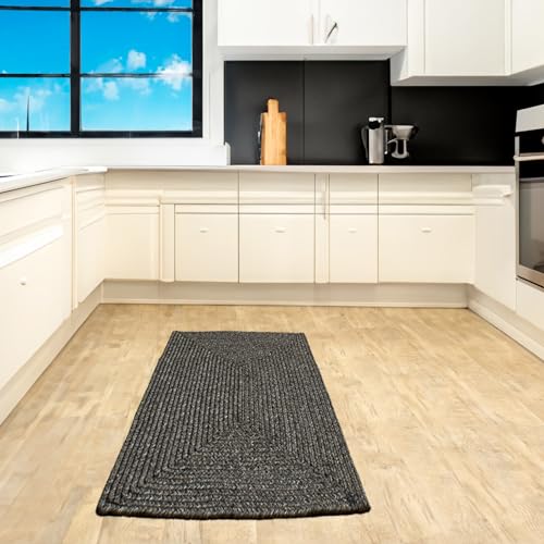Super Area Rugs Tucson Indoor Outdoor Gray Braided Rug - Washable - Easy Care - Kid & Pet Friendly Rug Gray Mix 2' X 6' Runner