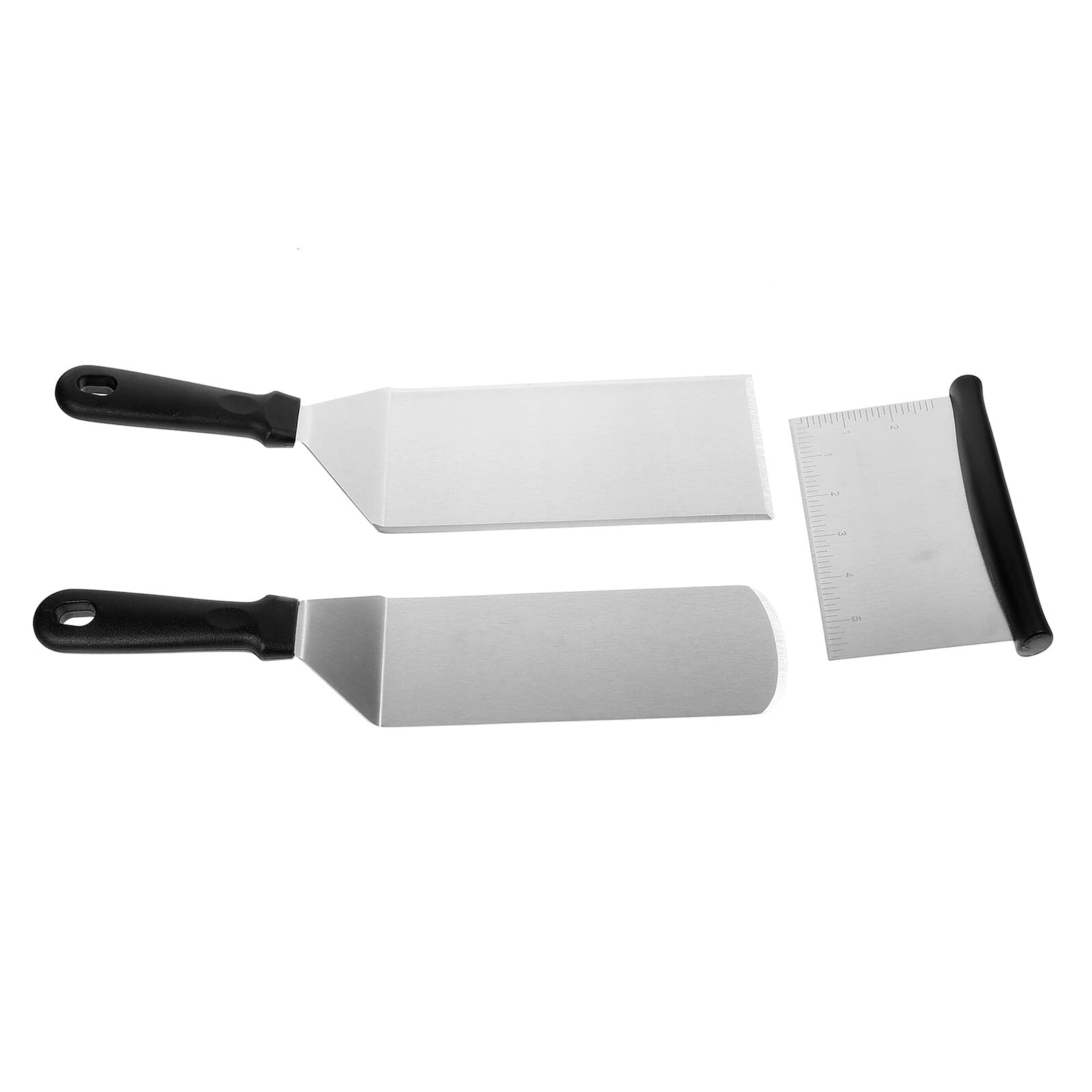 BESPORTBLE Set 3 Pezzi Spatole in Acciaio Resistente Manico in Plastica Paletta da Cucina Multifunzionale per Bistecche Uova e Teppanyaki Utensili per Barbecue e Uso Domestico