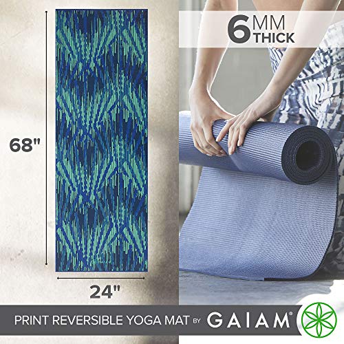 Image of Gaiam Yoga Mat - Premium 6mm Print Reversible Extra Thick Non Slip Exercise & Fitness Mat for All Types of Yoga, Pilates & Floor Workouts (68 inch x 24 inch x 6mm Thick)