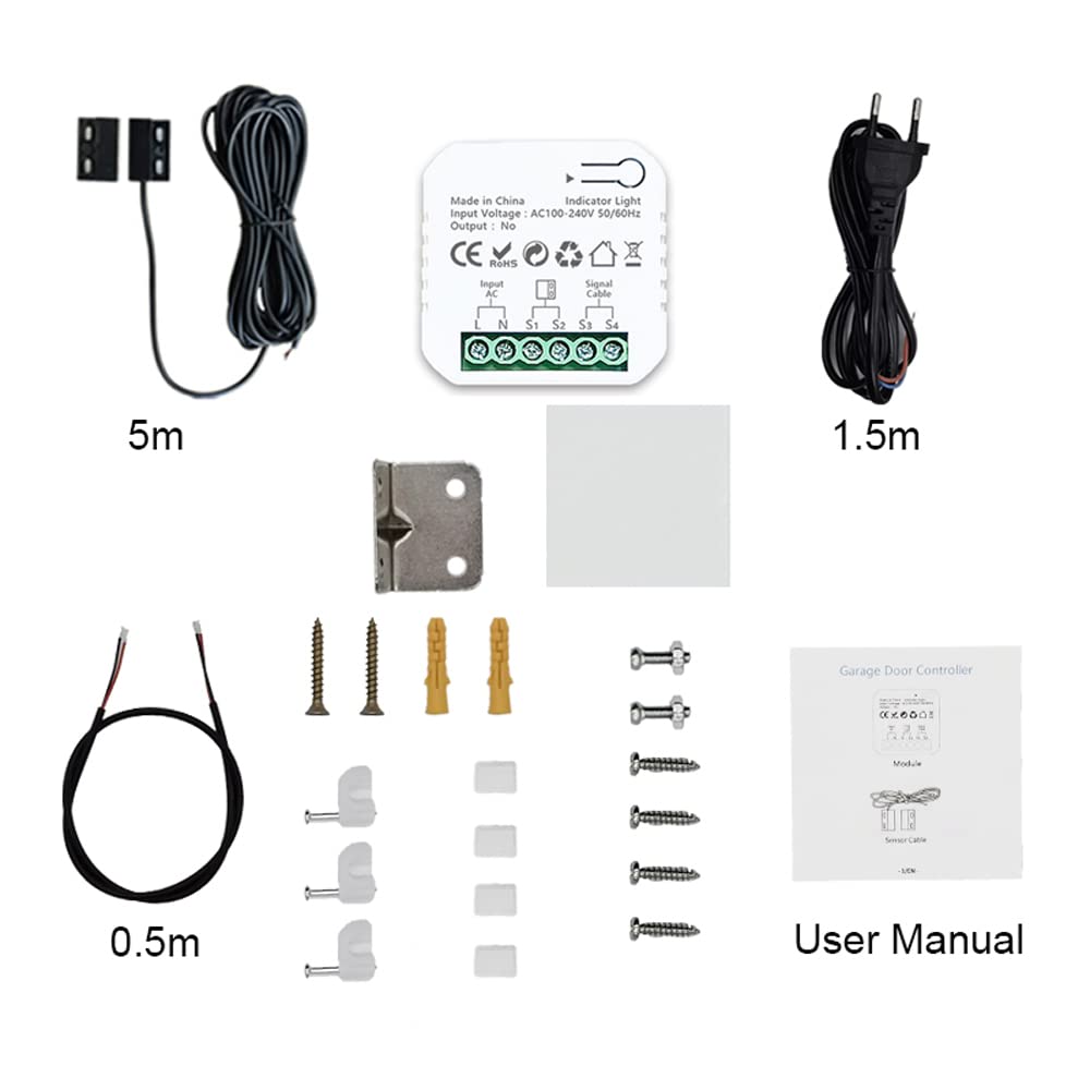 ZigBee Contrôleur d'ouverture de porte de garage Application de téléphone portable Télécommande compatible avec Alexa Google Home pour passerelles de contrôle vocal nécessaires