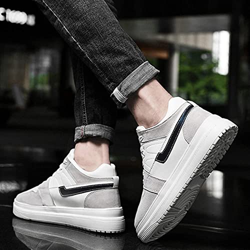 Recyphi Men's Invisible Height Increasing Shoes Height Lifting Elevator Leather Shoes Fashion Sneakers 2.4" 6