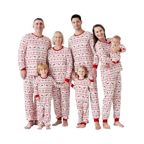 PATPAT Family Christmas Pajamas Matching Sets Reindeer and Snowflake Patterned Sleepwear Xmas Holiday PJS Set Women Large Cover