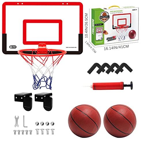 Basketballkorb Outdoor Wandmontage Mini Basketballkorb Kinder für Kinder und Erwachsene Innenbereich zum Aufhängen an der Tür mit 2 Bällen und Luftpumpe Schlafzimmer Büro Sportspiel-Set (40 * 26cm) - Image 4