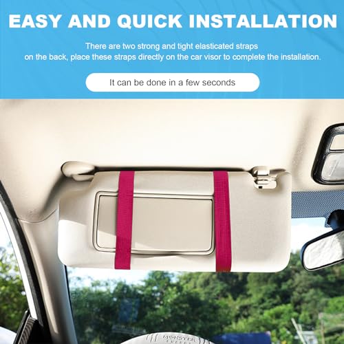Image of Car Sun Visor Organizer, Auto Interior Visor Storage Pouch Holder with Zipper, Multi-Pocket Net Personal Belonging Organizer, Universal Car Accessory for Cards, Documents (Rose Red)