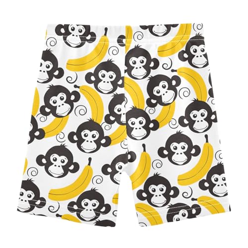 Monkey Face Banana Girls Shorts Elastic Waist Sports Shorts Girls Leggings Pants for 4-10 Years2