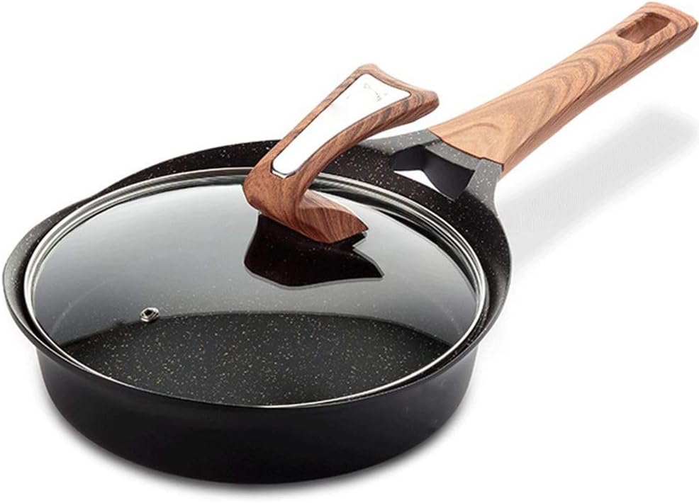 Nonstick Saute Pan Covered with Tempered Glass Lid - Capacity for Stir Fry Frying or as Saucepan Non Stick and Deep Large and Ovenproof Black(26cm)