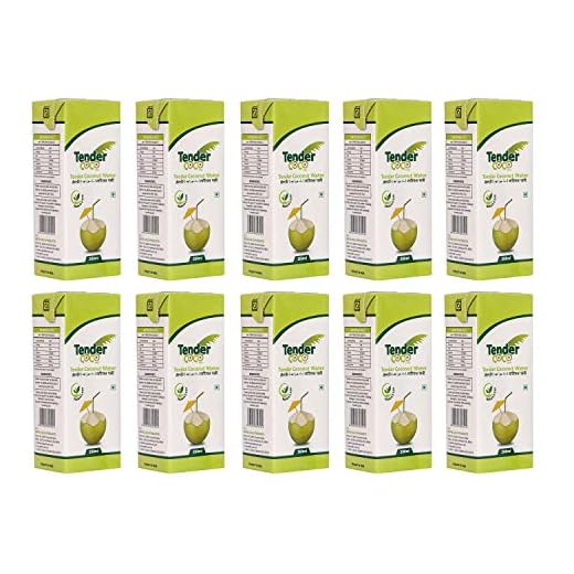 Tender Coco 100% Natural Tender Coconut Water, Tetra Pack 200ml (Pack of 10)