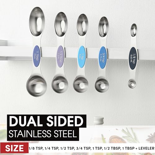 Image of Spring Chef Stainless Steel 8 Magnetic Measuring Spoons Set, Winter Frost