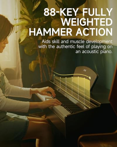 Donner 88 Key Fully Weighted Action Digital Piano, Full Size Electric Piano Keyboard with Hammer Action Keys, Bluetooth, 20 Tones, 4 Reverb, 128 Polyphony, DDP-300 Black - image 2