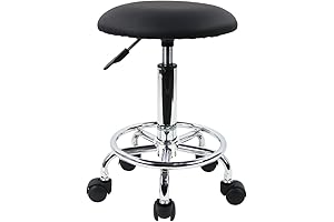 KKTONER Swivel Rolling Stool with Footrest: Comfort for Your Home Haircut Experience