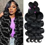 14A Body Wave Human Hair Bundles 24 26 28 30 Inch Bundles Human Hair 100% Unprocessed Brazilian Virgin Hair Body Wave 4 Bundles Human Hair Extensions for Women Natural Color Quick Weave