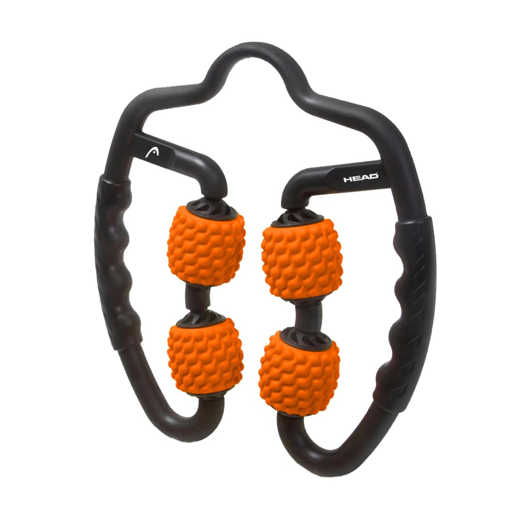 HEAD Dual Massage Roller | Foam Roller For Neck Pain Relief | Massage Roller for Exercise Gym | Leg, Neck, Waist, Arm, Elbow, Calf Massager | Fitness Equipment | Four Acupressure Wheels-Black & Orange (B0BWNFGM2T) Amazon Price History, Amazon Price Tracker