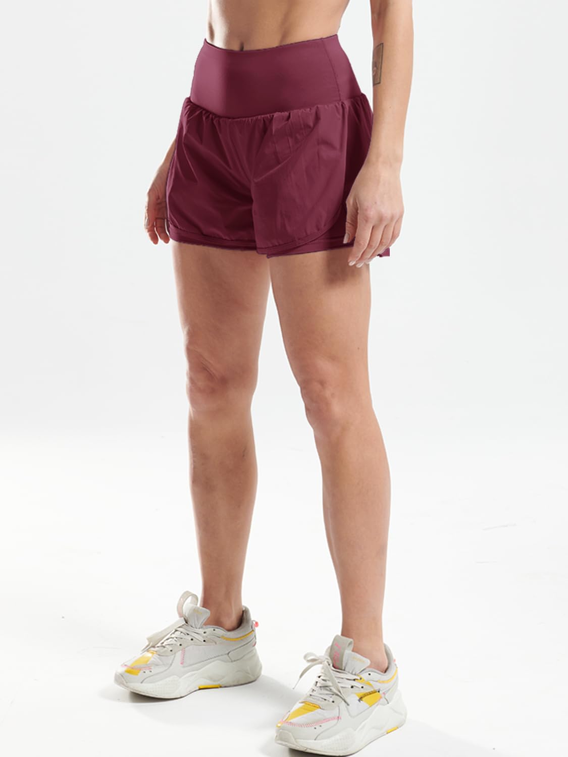 CADMUS Pantalones Cortos de Entrenamiento 2 en 1 para Mujer, para Gimnasio, Correr, con Bolsillos para teléfono, Paquete de 3: 06# Negro, Azul Marino y Rojo Vino, S