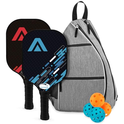 Touyinger Pickleball Palas, Pickleball Set Con Superficie De Fibra De Vidrio Raqueta De Pickleball Con 4 Pelotas Y Bolsa Portátil, Deporte De Pickleball Para Principiantes Profe Rojoazul-2pcs Touyinger Pickleball Palas, Pickleball Set Con Superficie De Fibra De Vidrio Raqueta De Pickleball Con 4 Pelotas Y Bolsa Portátil, Deporte De Pickleball Para Principiantes Profe Rojoazul-2pcs