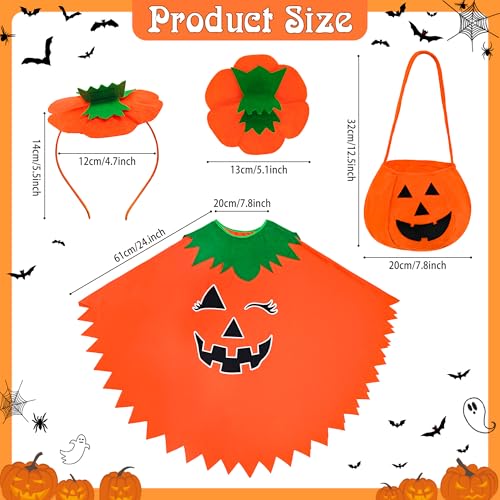 Yezmo Pumpkin Costume for Women, Pumpkin Poncho Cape Glow in the Dark with Headband Candy Bag for Halloween Dress Up by Yezmo - Used condition - Image 2