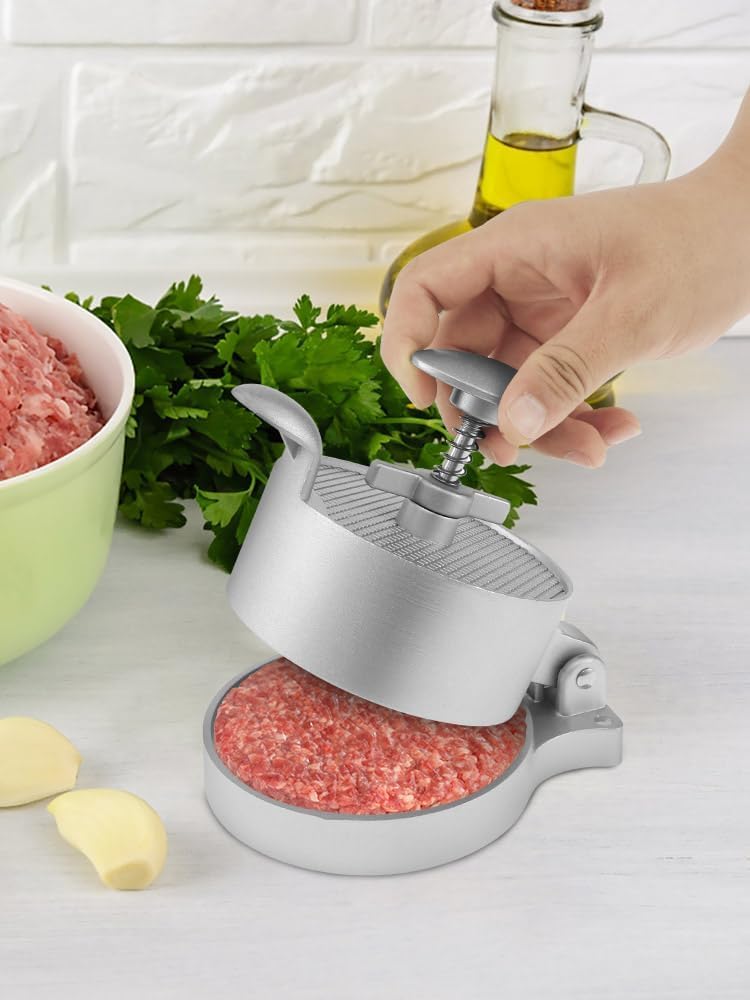 Pressa per Hamburger Regolabile in Altezza in Alluminio pressofuso Antiaderente per la Produzione di Pattini Hamburger Perfettamente modellati