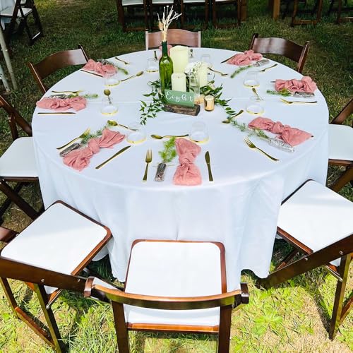 10 Pack White Round Tablecloths, 120 Inch Stain Resistant and Wrinkle Polyester Fabric Washable Table Clothes Cover for Kitchen Dining, Wedding, Reception Banquet, Birthday Party, Buffet Restaurant - Image 7