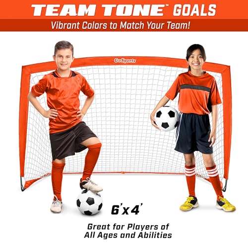 Image of GoSports Portable Soccer Goals for Kids - 13 Color Options - Choose 4 x 3 ft or 6 x 4 ft - Team Tone Pop Up Nets for Backyard