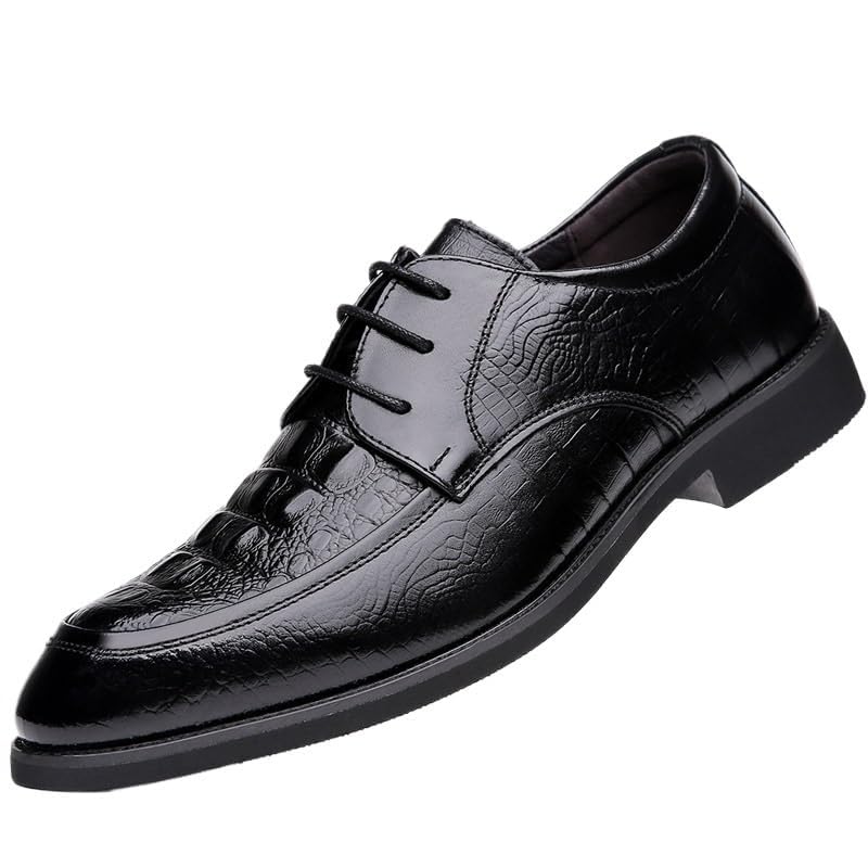 Men's Leather Oxford Dress Shoes, Classic Genuine Leather Lace-Up Formal Shoes for Business, Wedding, Party and Office Wear