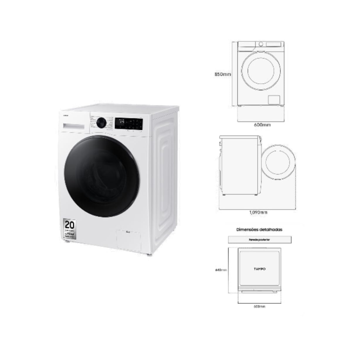 SAMSUNG Lavadora y Secadora de Ropa 11Kg/6Kg 1400RPM Blanca WD11DG5B15BEEP