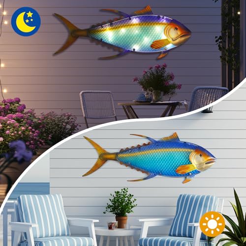 60% Off LIFFY 36" Metal Fish Wall Art with LED Lights - Image 4