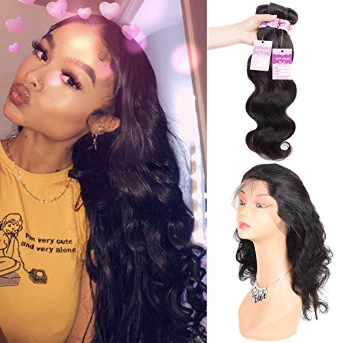 Top Hair 360 Lace Frontal Band Closure Body Wave With Peruvian Virgin Human Hair Bundles 22.5"x4"x2" Free Style 360 Full Lace Frontal Band With Baby Hair Natural Hairline(16"18"20"+16")