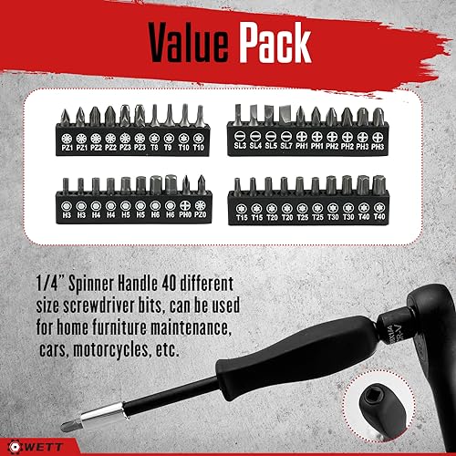 WETT 3/8\" Drive Impact Socket Set, 95-Piece Socket Wrench Set, SAE/Metric, Deep/Shallow, CR-V Steel Kit, (5/16\"-3/4\", 8-22mm), 3/8\" Ratchet Handle, Adapter, Extension Bar, Spark Plug Socket, 1/4\" Bits