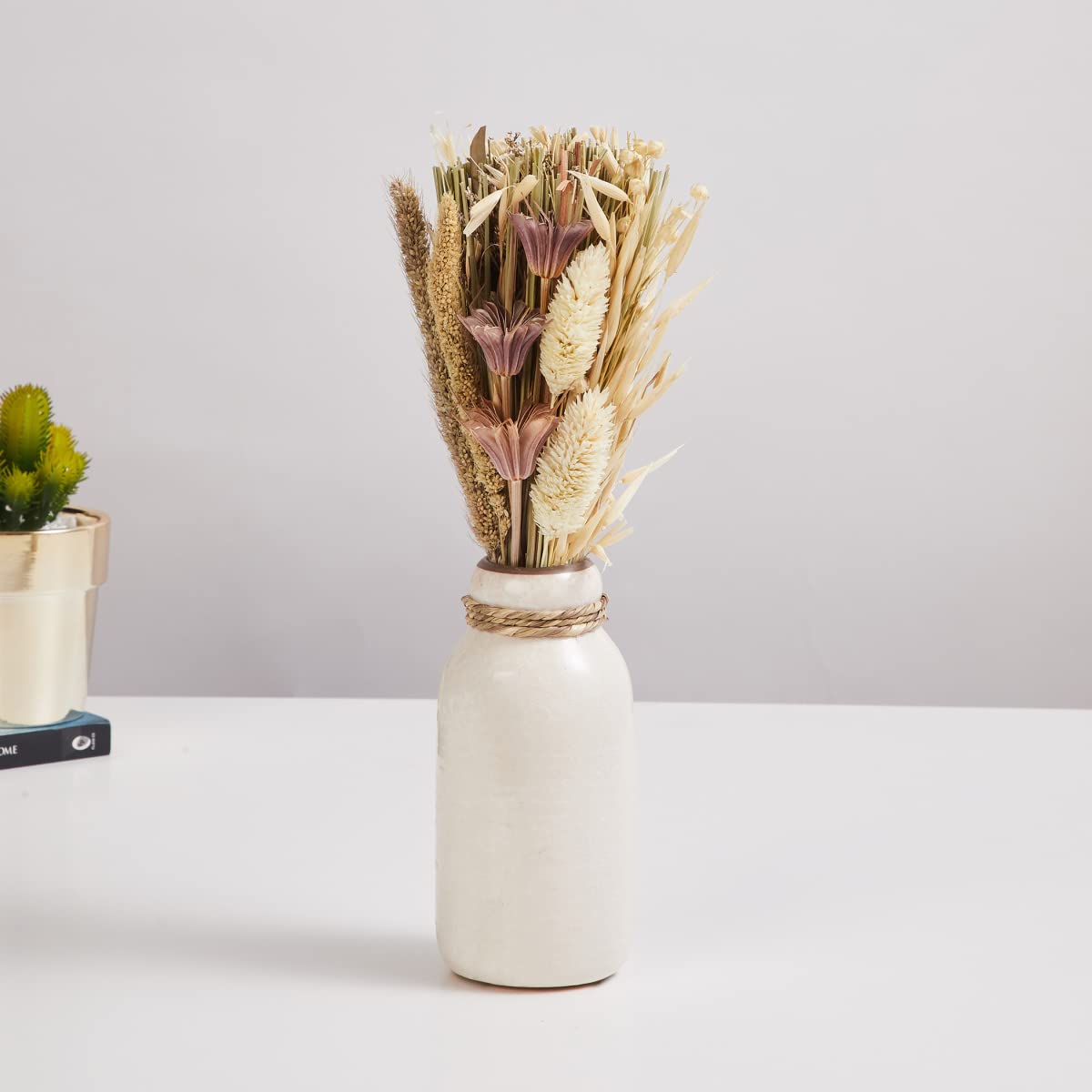 Home Centre Corsica Eden Off-White Dried Flower Arrangement in Ceramic Pot-picture-10