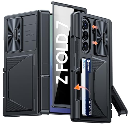 Image of for Samsung Galaxy Z Fold 7 Case with Card Holder RFID Blocking & Privacy Screen Protector & Slide Lens Cover & Hinge Protection & Kickstand, Shockproof Wallet Case for Z Fold 7 (Black)