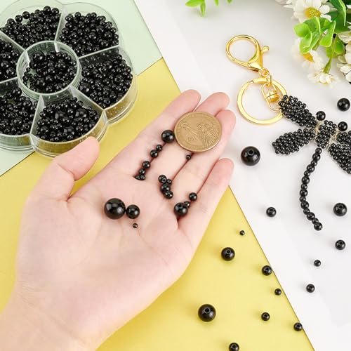 PH PandaHall 1150pcs Black Eye Beads, Mini Craft Eyes, Oval, Plastic, 3/4/5/6/8/10/11mm, Verschillende maten (3 mm tot 11.5 mm) - Image 3
