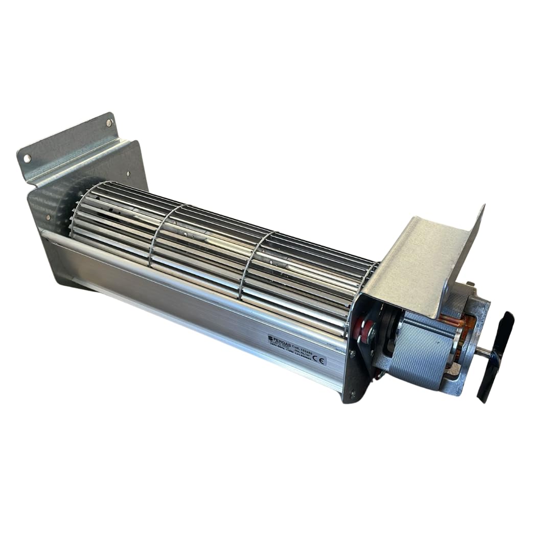 Ventilatore AzFire 153455 - TGO 80/1 - 270/35 (per stufa a pellet) - Lunghezza 383 mm - Diametro ventola 80 mm - Lunghezza ventola 270 mm - Portata 337 m3/h - Potenza 82 W