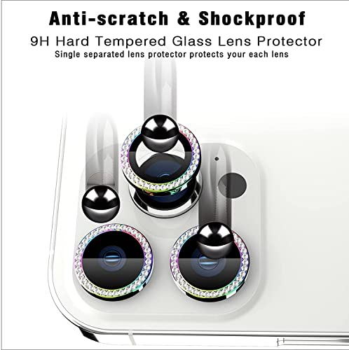 Image of for iPhone 11 /12 /12 Mini Camera Lens Screen Protector Tempered Glass [Set of 2] [High Definition Anti-Scratch /Dust, Metal Ring Film]- Blue Diamond
