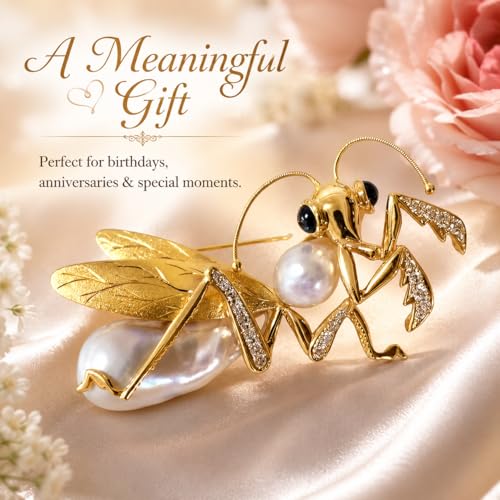 Image of 18K Gold-Plated Animal Brooch for Women Zirconia Pin Birthday Holiday Gift for Girlfriend Mother Wife