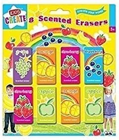 8 Childrens Kids Fruit Scented Rubbers Erasers or Party Bag Fillers