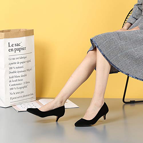 Image of MAIERNISI JESSI Unisex Men's Women's Pointed Toe Kitten Heel Pumps, 2 Inch Low Heel Office Dress Shoes