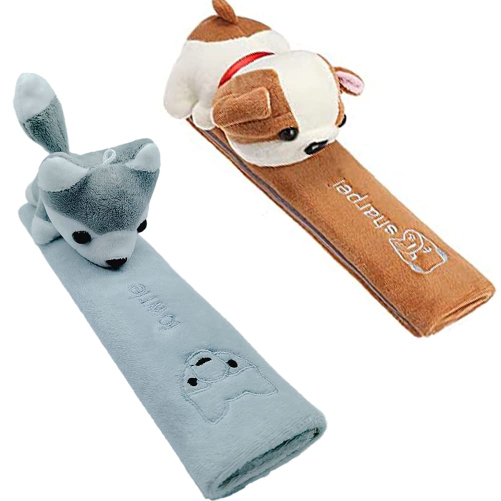 2 Pièces Coussin de Ceinture de Sécurité pour Enfants, Ceinture de Sécurité de Voiture Épaulière, Coussin de Ceinture de Sécurité Amovible, Pour Ceintures Sécurité, Sacs à Dos, Poussettes (2 Modèles)