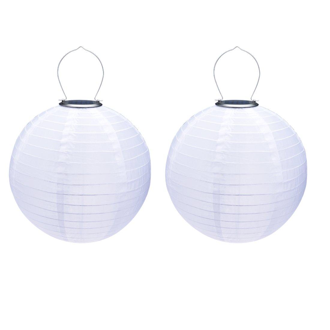 Ruilogod 2 Packs White 10" Solar Powered Lanterns Hanging Solar Lamps for Garden (id: b7c 650 c97 16e ca4