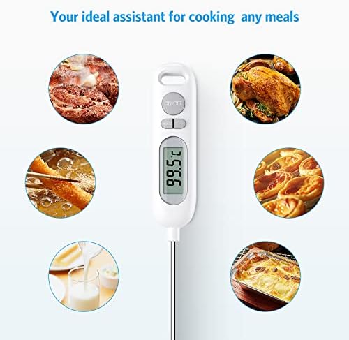 Criacr Meat Thermometer [2022 Upgraded] IPX65 Waterproof Instant Read Cooking Thermometer 5.6in Long Probe Digital Food Thermometer Auto Off Kitchen Thermometer for Air Fryer Meat BBQ Sugar