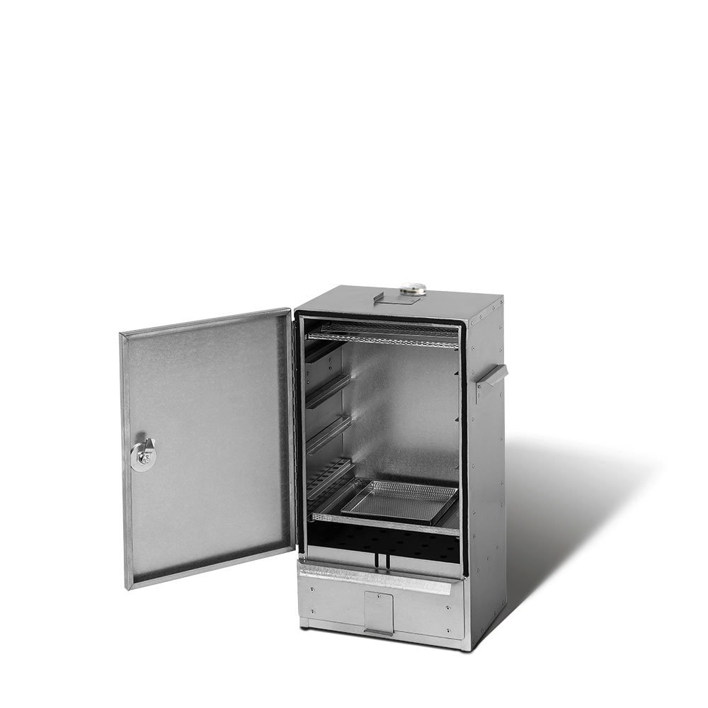 SMOKI Räuchertechnik Forno per affumicatura 70 x 39 x 26 cm, in lamiera d'acciaio FAL, 7011, argento