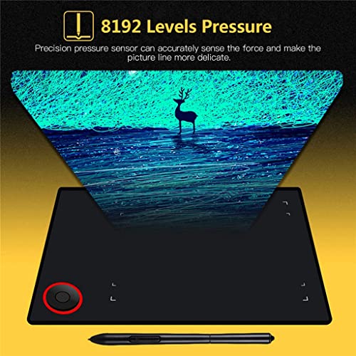 Tableta gráfica de dibujo con rueda de control, área activa grande (195 x 145 mm), tablero digital para escritura, stylus sin batería, compatible con PC miniatura 2