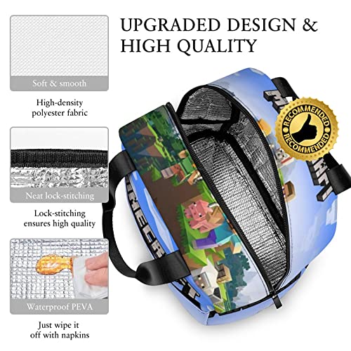 Dinibtu Anime Lunch Box, Reusable Cute Lunch Bag Insulated Kids Cooler Tote Bag Multi-Functional School Lunch Container For Teen Boys Girls #TOP4