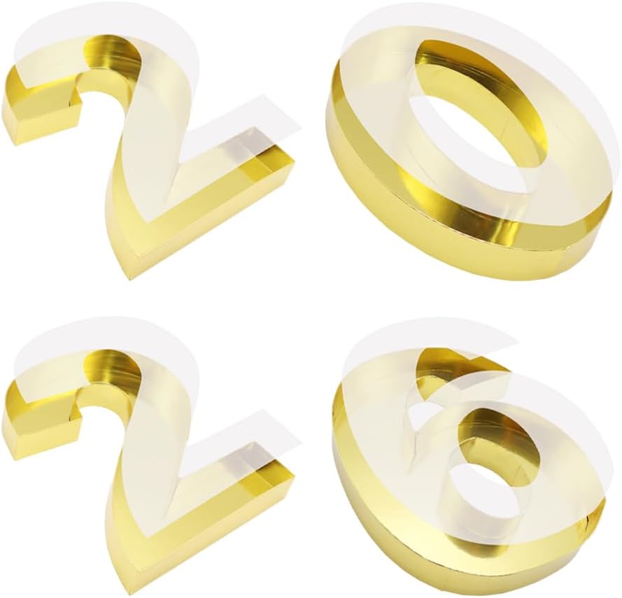 2026 Cardboard Number Fillable Charcuterie, New Year Graduation Centerpiece Decorations, Set of 4 (Gold, 15inch)