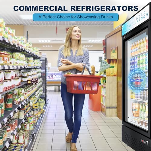 FreezLabs Commercial Glass Door Display Refrigerator 15 cu.ft Commercial Beverage Refrigerators with LED Light and 5 Shelves for Cafe, Restaurant, Store, Bar on Fridge.com