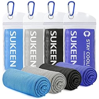 Sukeen 4 Pack Cooling Towels (40"x12"), Cooling Neck Wraps, Ice Towel, Soft Breathable Chilly Towel,Microfiber Towel for Yoga,Sport,Running,Gym,Workout,Camping,Fitness,Workout & More Activities