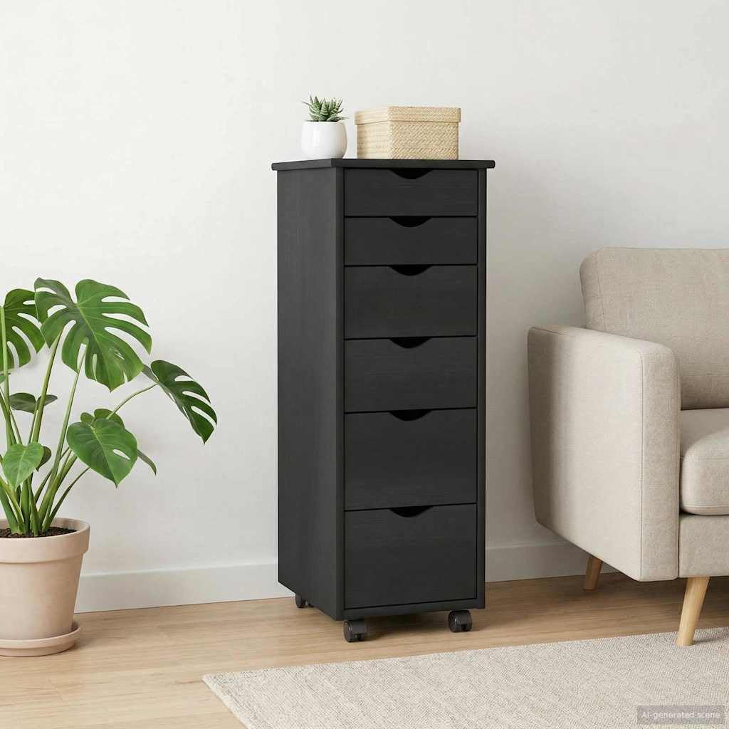 Armadio a rotelle grigio, 34 x 39 x 93,5 cm, in legno di pino