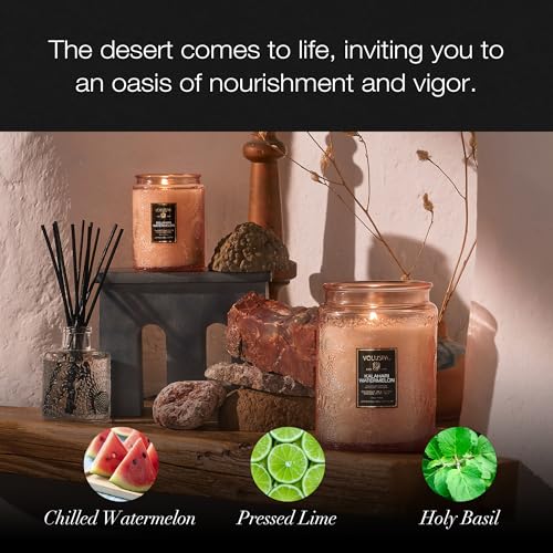 Image of Voluspa Kalahari Watermelon, Small Candle Jar, 5.5 Ounces, 50 Hour Burn Time, Coconut Wax for Clean Burning, Handcrafted in the USA