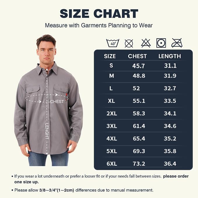 SKSAFETY 7oz FR Shirts for Men, Welding Shirt Hi Vis Flame Resistant 100% Cotton Fire Retardant Longsleeve Shirt CAT2 - Image 6