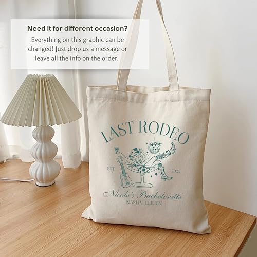 Bolso tote personalizado para despedida de soltera temática vaquera 'Last Rodeo' miniatura 5