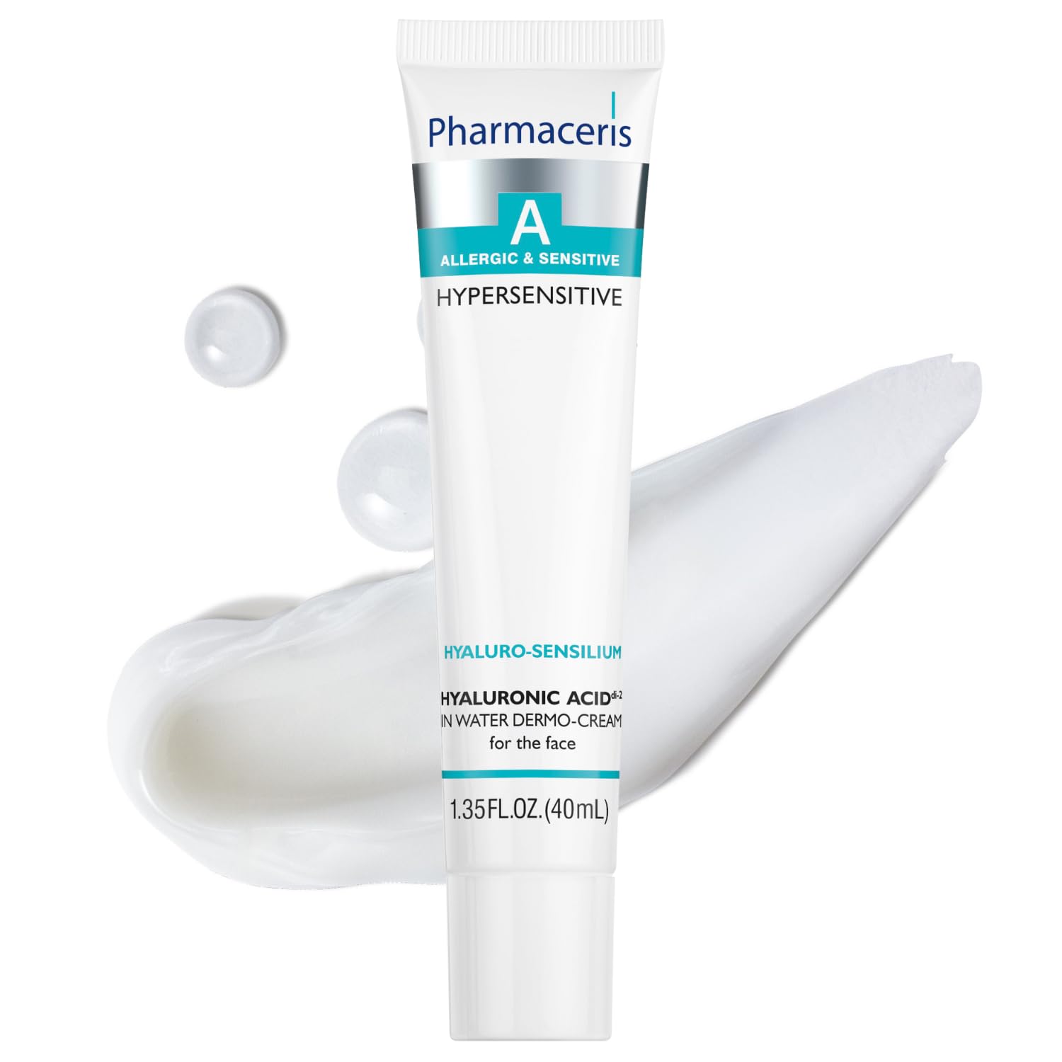 PharmacerisHyaluronic Acid Water Cream – Light Daily Moisturizer, Hydrates & Soothes, Helps Strengthen Skin Barrier, Face Cream for Dry, Sensitive & Allergy-Prone Skin, HYALURO-SENSILIUM, 1.35 fl oz
