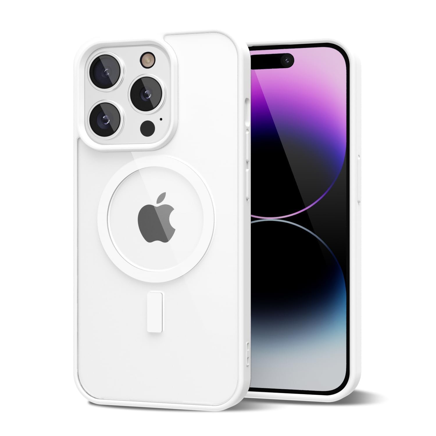 oakxco Funda Translúcida Magnética para iPhone 14 Pro MAX, Compatible con Carga Inalámbrica Magsafe, Ultra Fina Slim Color Sólido No Amarilleo Elegante Protectora Case, Blanc